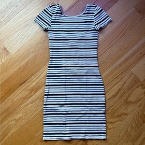 Billabong Black and Cream Striped Mini Dress